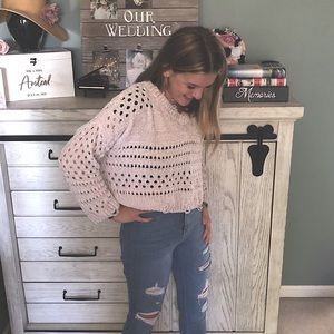 Bohemian rustic cream sweater! Size M